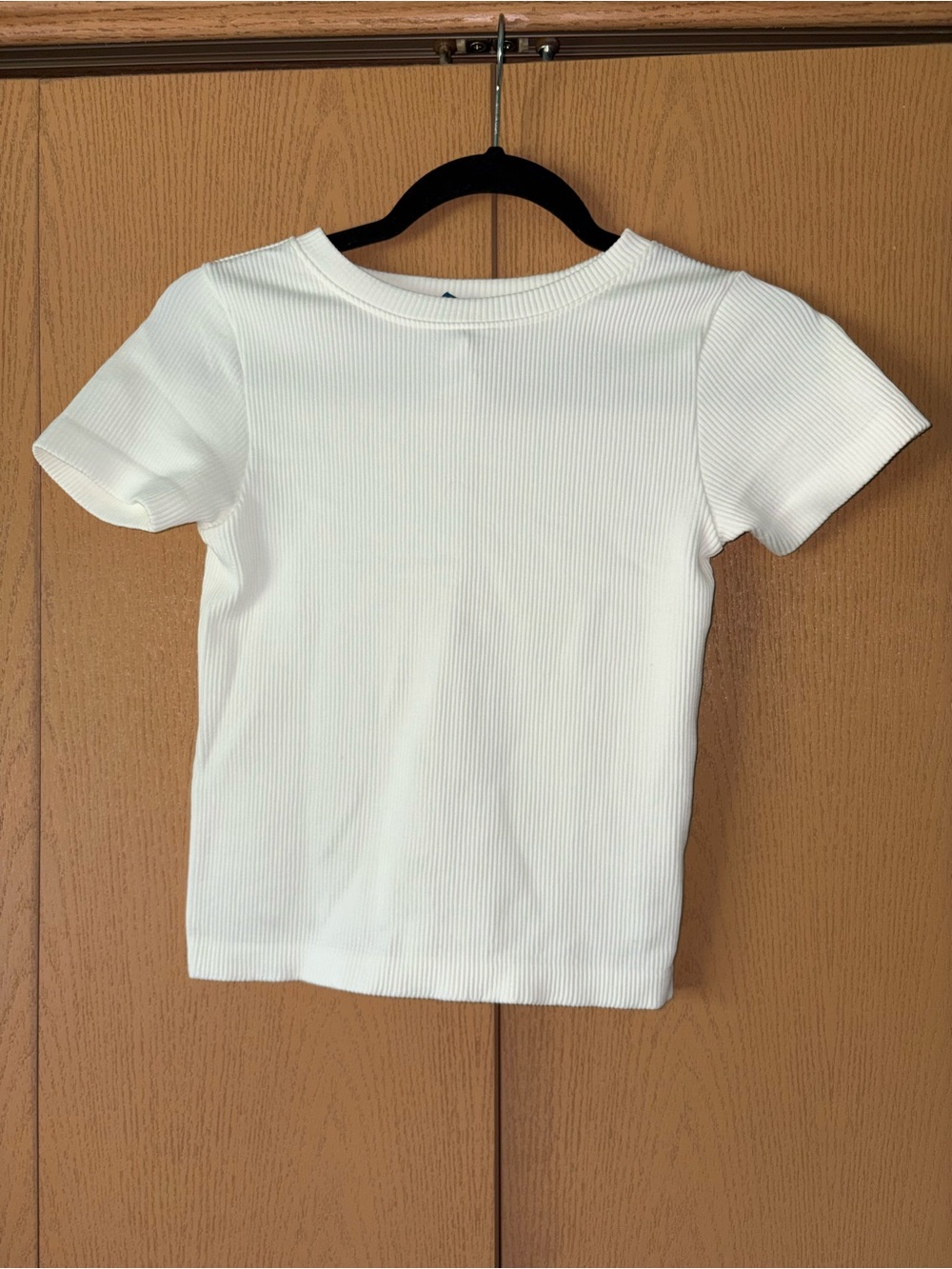 Old Navy Women's White Ribbed Crewneck Short Sleeve Tee